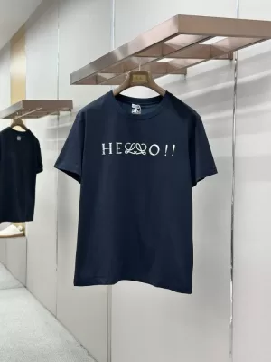 2026 ロエベ 夏限定 ロゴコットン クルーネック半袖Tシャツ リラックスオーバーシルエット ブランド コピー