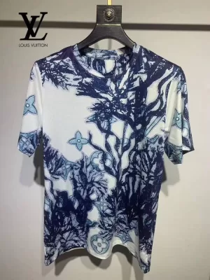 2026 ルイヴィトン 夏新着 シルケットコットン クルーネック半袖Tシャツ ゆったりドロップショルダー ブランド コピー