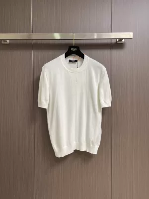 2026 フェンデイ 夏新着 ロゴウール ニット半袖Tシャツ リラックスオーバーシルエット ブランド コピー