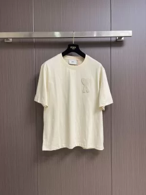 2026 アミリ 夏新着 かぎ針編みロゴ クルーネック半袖Tシャツ リラックスオーバーシルエット ブランド コピー