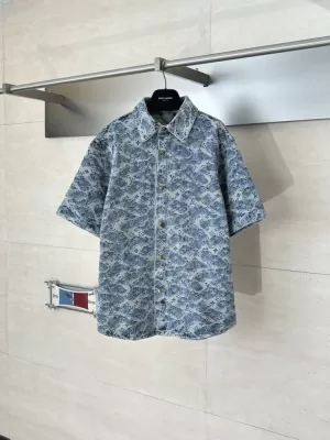 2026 ルイヴィトン 夏ニュー 総柄ジャカード クルーネック半袖Tシャツ きめ細かく柔らかな肌触り ブランド コピー