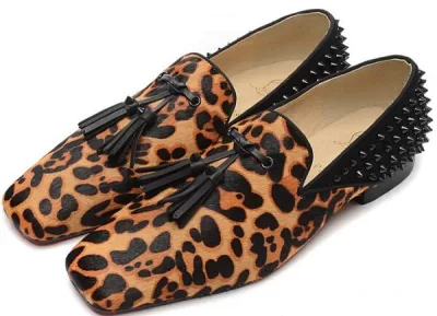 高品質 人気 Christian Louboutinクリスチャンルブタン 2020 レオパードスパイク ビジネスシューズ