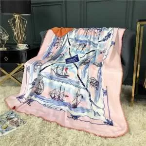 高級素材　心地抜群 エルメスセレブ愛用　贈り物にも最適 HERMES ブランケット春夏秋冬適用