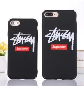 SUPREME STUSSYコラボ アイフォンケースカバー IPHONE 7Plusケース 携帯カバー ボックスロゴブラック