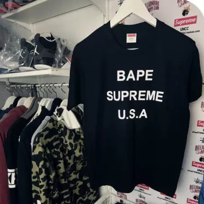 2020 高級感を引き立てる supreme bape 男女兼用 半袖Tシャツ