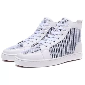格安通販Christian Louboutinルブタン偽物メッシュハイカットメンズスニーカーコピー今年大流行ホワイト本革シューズ