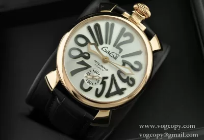 GaGaMILANO ガガミラノ腕時計 日本製クオーツ ブラック インデックス 　ホワイト ケース