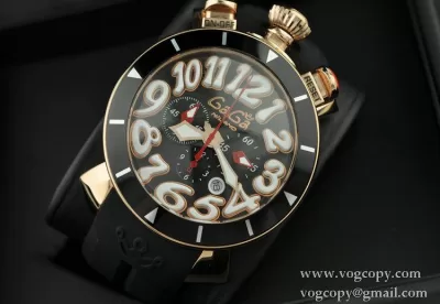 GaGaMILANO ガガミラノ腕時計 日本製クオーツ　6針 ブラック ベルト ステンレス ケース
