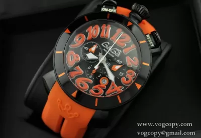 GaGaMILANO ガガミラノ腕時計 6針 クロノグラフ日付表示 ステンレス回転ベゼル ブラック ケース