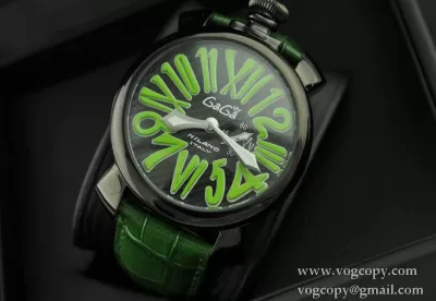ガガミラノ腕時計 GaGaMILANO マヌアーレ クロノ 48 SSPVD サファイヤクリスタル風防 インデックス レザー