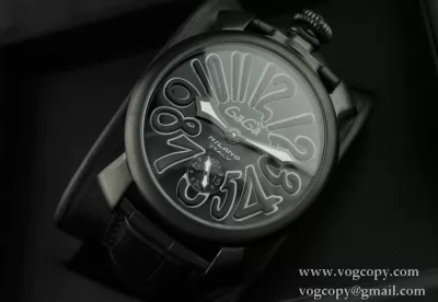 GaGaMILANO ガガミラノ腕時計 2針 機械式手巻き夜光効果 ブラック
