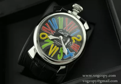 ガガミラノ腕時計 GaGaMILANO 日本製クオーツ サファイヤクリスタル風防 レザー マルチカラーインデックス 男性用腕時計
