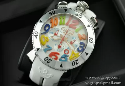 ガガミラノ腕時計 GaGaMILANO 日本製クオーツ 6針 クロノメーター搭載 ラバー マルチカラーインデッ クス デザイン