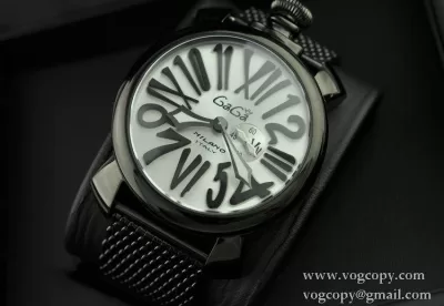 日本製クオーツ ガガミラノ腕時計 GaGaMILANO ブラック マルチカラーインデックス
