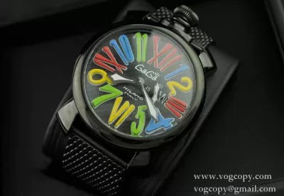 ガガミラノ腕時計 GaGaMILANO 男性用腕時計 日本製クオーツ マルチカラーインデックス ブラック