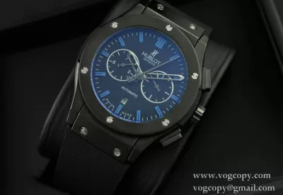 自動巻き 5針 Hublotウブロ メンズ腕時計 日付表示 サファイヤクリスタル風防 BLACK ラバー