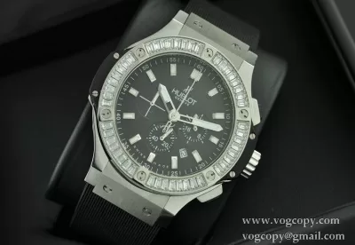 Hublotウブロ メンズ腕時計 日本製クオーツVK 日付表示 ラバー サファイヤクリスタル風防 ダイヤベゼル