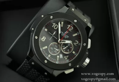 日本製クオーツ Hublotウブロ メンズ腕時計 6針クロノグラフ 日付表示 45MM ブラック