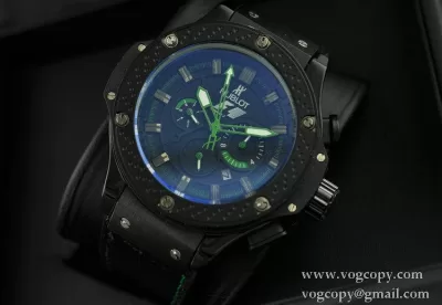 自動巻き 6針クロノグラフ Hublotウブロ メンズ腕時計 日付表示 サファイヤクリスタル風防 ラバー ブラック