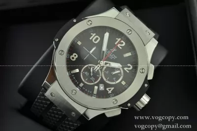 日本製クオーツ Hublotウブロ メンズ腕時計 6針クロノグラフ 日付表示 45MM