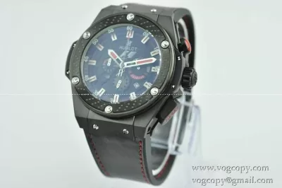 Hublotウブロ メンズ腕時計 日本製クオーツ 6針クロノグラフ 日付表示 52MM ラバー ブラック