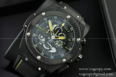日本製クオーツ Hublotウブロ メンズ腕時計 5針クロノグラフ 448MM ブラック