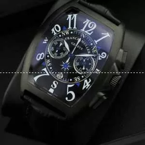 お買い物 FRANCK MULLER フランクミュラー メンズ腕時計 日付表示 BLACK レザー サファイヤクリスタル風防