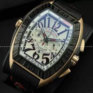 世界最高峰FRANCK MULLER フランクミュラー メンズ腕時計 日付表示 夜光効果 レザー BLACK