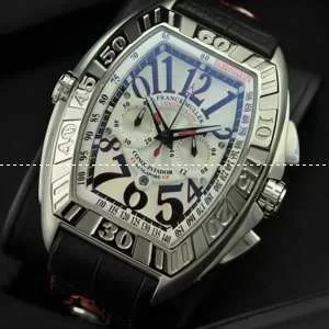 日本製クオーツ 5針 夜光効果 FRANCK MULLER フランクミュラー メンズ腕時計 日付表示 シルバー