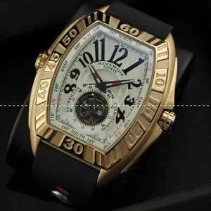 自動巻き 2針 Tourbillon トゥールビヨン FRANCK MULLER フランクミュラー メンズ腕時計 白文字盤 レザー