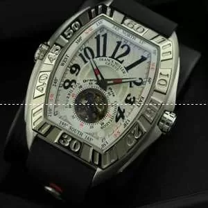 FRANCK MULLER フランクミュラー メンズ腕時計 自動巻き 2針 Tourbillon 夜光効果 5020X4320mm シルバー ラバー