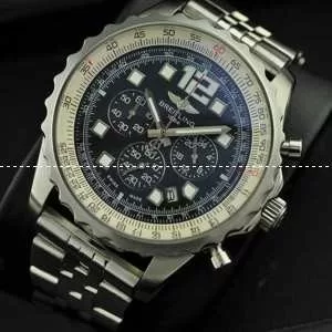 日本製クオーツVK 6針 ブライトリング★BREITLING メンズ腕時計 回転ベゼル 日付表示 夜光効果　ステンレス