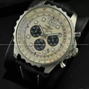 日本製クオーツVK ブライトリング★BREITLING メンズ腕時計 日付表示 夜光効果　レザー