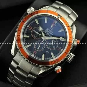 日本製クオーツ　6針クロノグラフ OMEGA オメガ メンズ腕時計 日付表示 月付表示 サファイヤクリスタル風防 4345mm