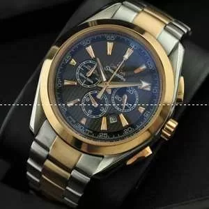 OMEGA オメガ 日本製クオーツ 6針クロノグラフ メンズ腕時計 日付表示 月付表示 ステンレス 4315mm