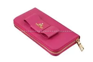 美品　プラダ【PRADA】リボンファスナー付長財布 並行輸入品 P05R