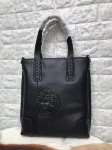 高級感ヴェルサーチ トートバッグ メンズ コピー VERSACE コレクション 2020トレンド通勤 スタイリッシュ レザーバッグ 黒