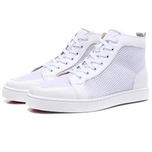 通気性が抜群ルブタンスニーカーコピーブランドChristian Louboutinハイカットメンズシューズメシュホワイト本革